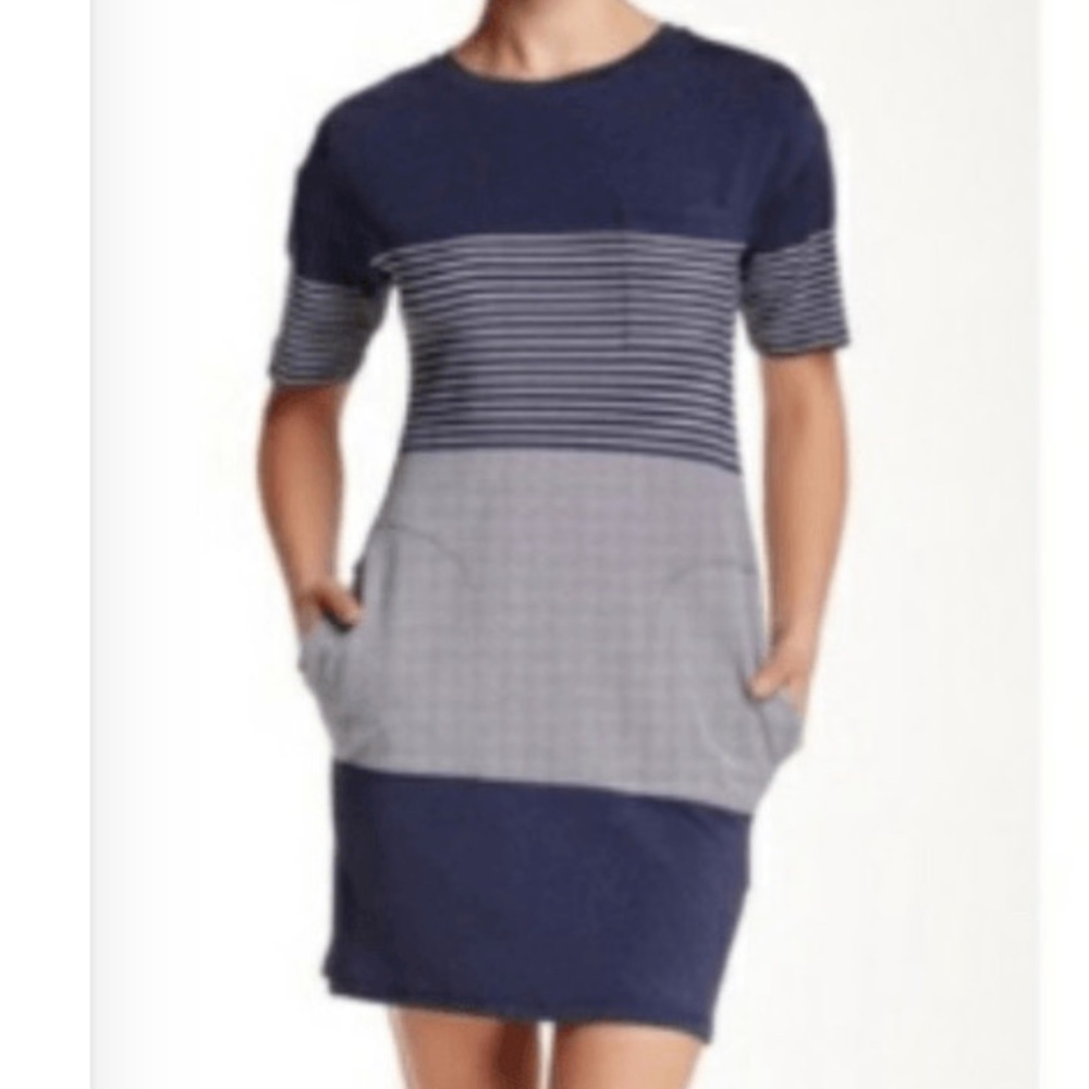 Theory Blue Stripe Fitted Mini Dress